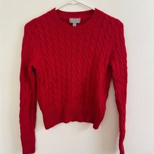J. Crew Cashmere Red Cropped Cable Sweater, size 4